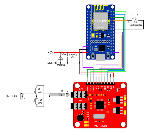 Web-радио на ESP8266 (ESP-12E) в связке с декодером VS1053b